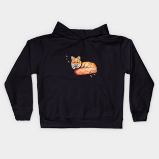 Autumn Fox in Watercolor Kids Hoodie